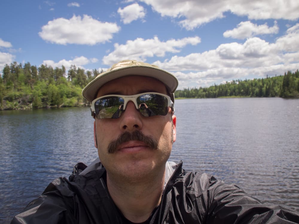 hunt lake trail selfie at the shelter